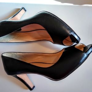 Cole Haan Blck Leather Peep Toe Pumps Sz9